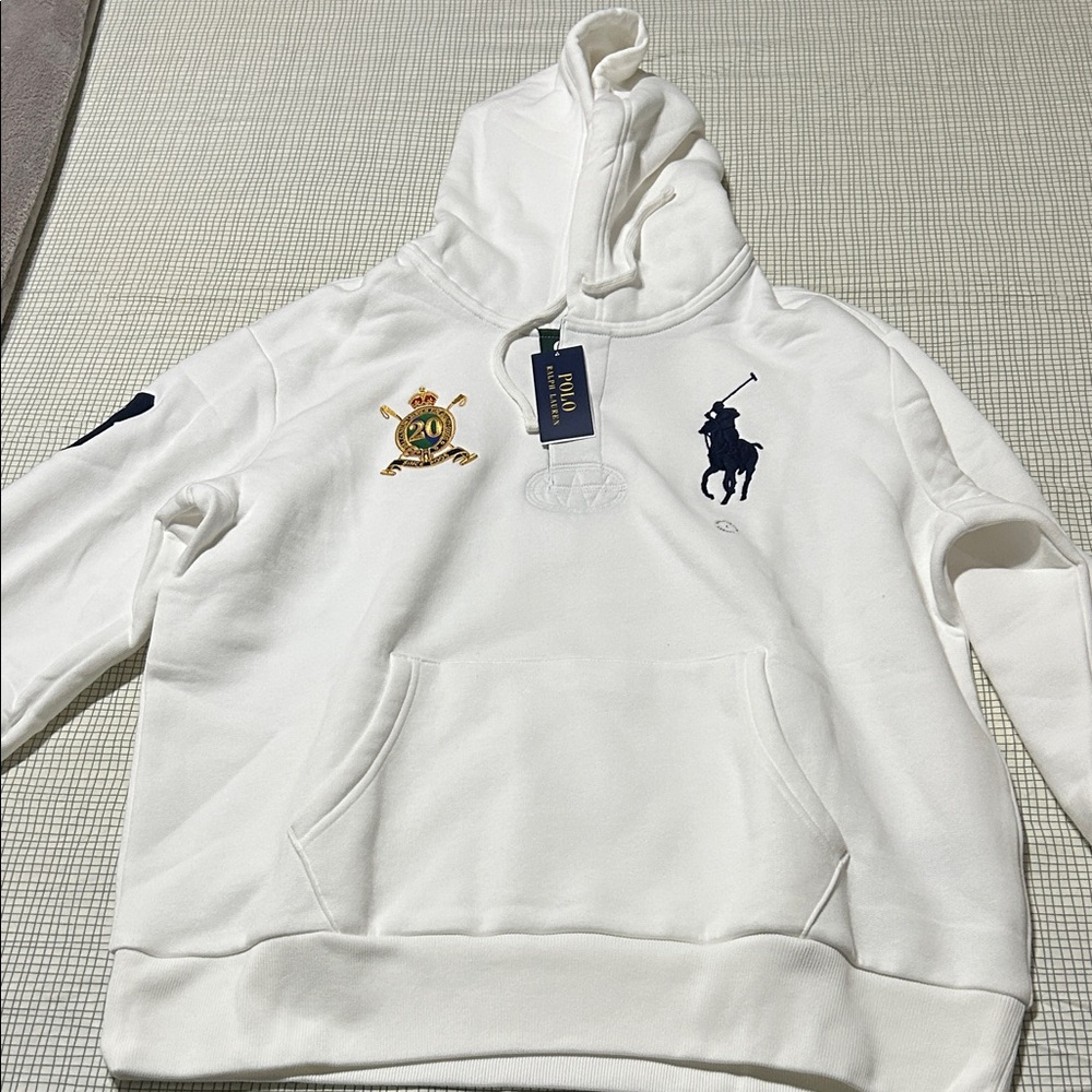 Polo by Ralph Lauren White Embroidered Hoodie 20th Anniversary Edition